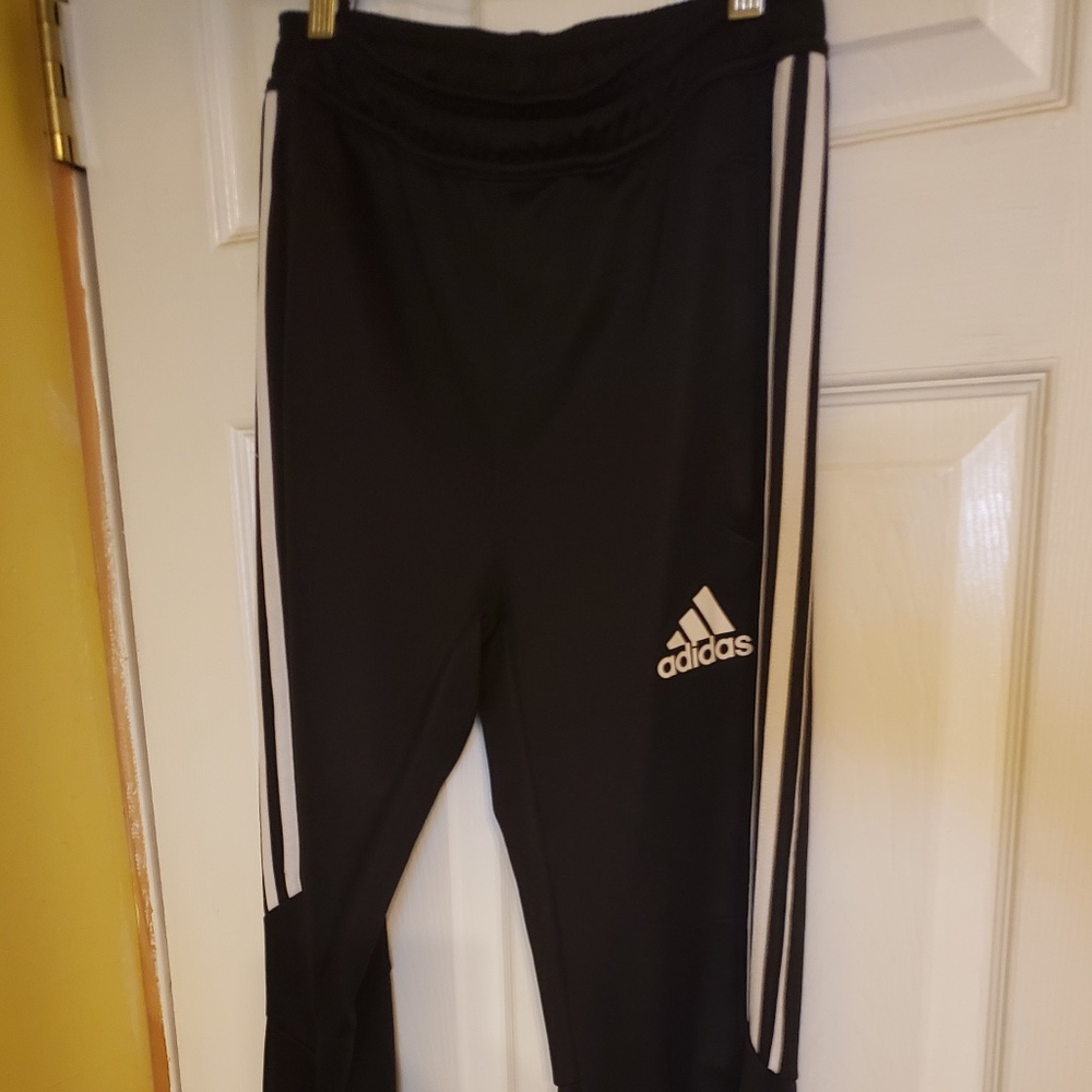 Adidas Boys Black Joggers Size Large euc